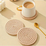 
  
  Minimalist Cotton Woven Beige Coasters - 6 Piece Set
  

