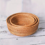 
  
  Handwoven Rattan Storage Baskets - Set of 3 Nesting Wicker Baskets for Home Decor, Bread, Fruit, and Organization
  
