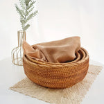 
  
  Handwoven Rattan Storage Baskets - Set of 3 Nesting Wicker Baskets for Home Decor, Bread, Fruit, and Organization
  
