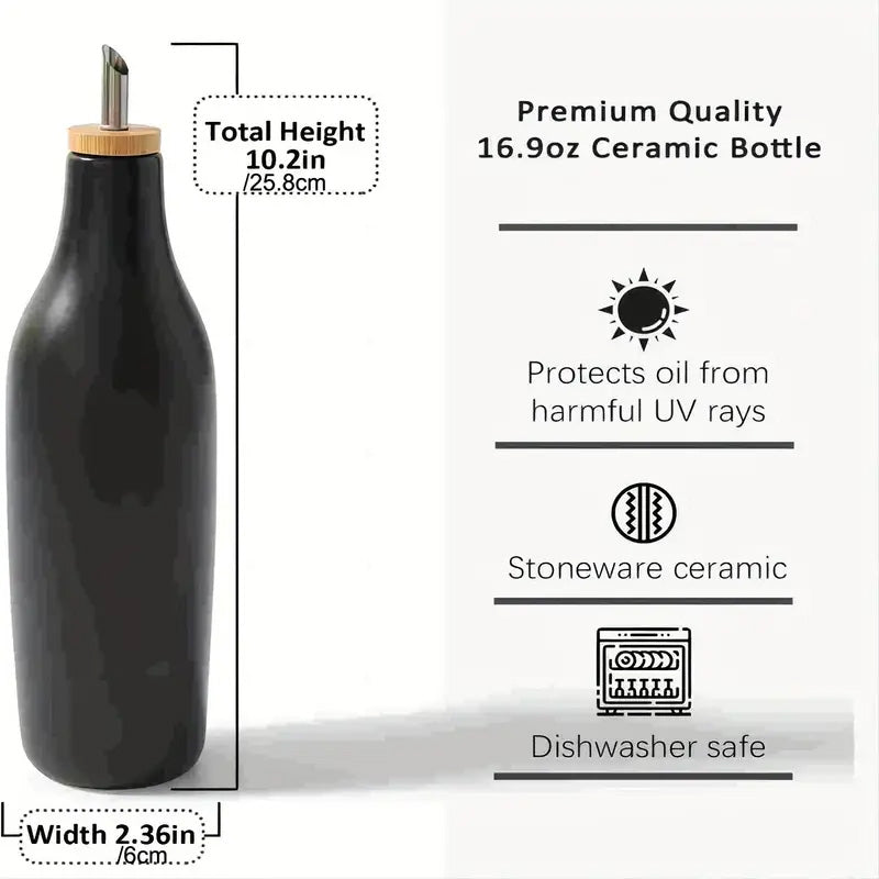 
  
  Modern Minimalist Elegant Ceramic Oil Dispenser Bottle - 15.55oz Leak-Proof Vinegar & Condiment Container for Kitchen, BBQ, Camping
  
