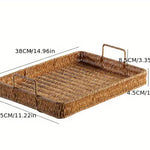 
  
  Rectangular Woven Serving Tray - Farmhouse Decor for Breakfast, Drinks, and Snacks -  Storage Holders - Coffee Table Organizer
  
