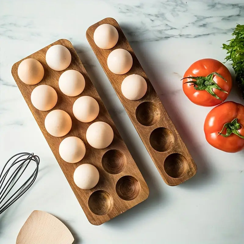 
  
  Rectangular Multi-Compartment Wooden Egg Storage Box - Stylish Kitchen Organizer for Eggs and More, Perfect for Cooking & Farmhouse Decor
  
