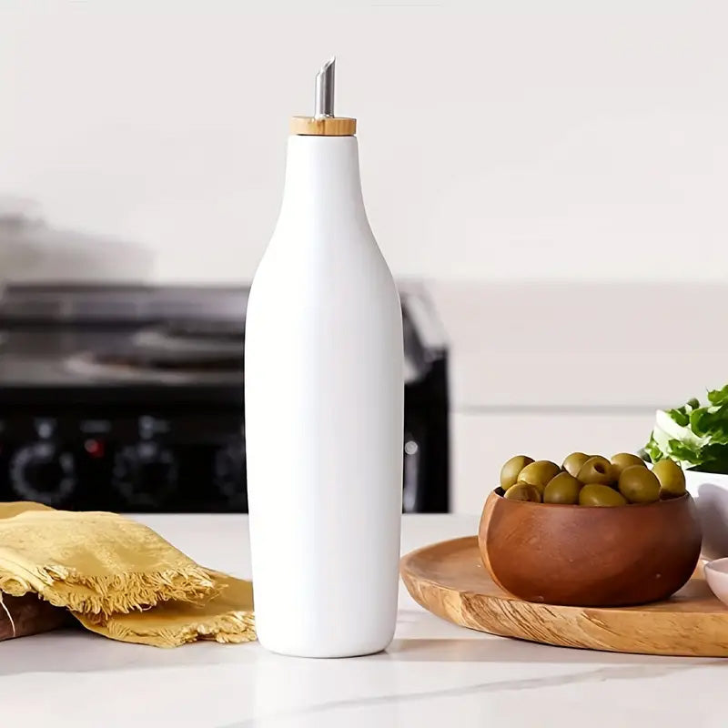 
  
  Modern Minimalist Elegant Ceramic Oil Dispenser Bottle - 15.55oz Leak-Proof Vinegar & Condiment Container for Kitchen, BBQ, Camping
  
