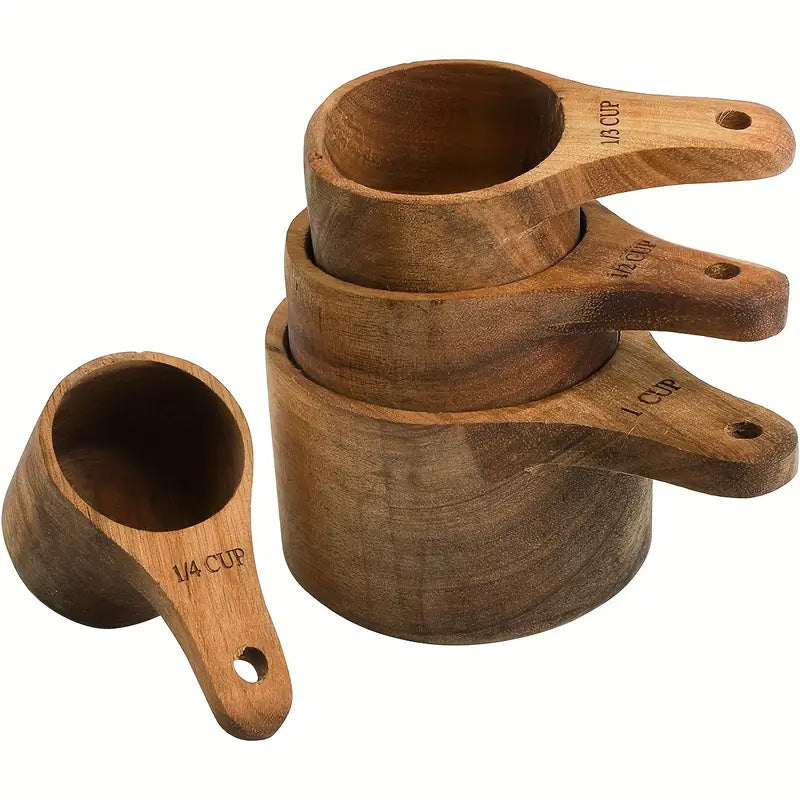 
  
  Sustainable Acacia Wood Measuring Cups & Spoons Set Handcrafted, Durable Kitchen Tools for Baking, Cooking, Coffee - Tea with Hanging Holes
  
